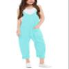 Cnkwei Girls' Casual Sleeveless Jumpsuits Spaghetti Strap Loose Romper Long Pants with Pockets view 2