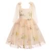 Embroidered Flower Girl Dress Toddler Sleeveless Spaghetti Straps Floral Embroidered Dress Baby Girl Dress Wedding Birthday Formal Party Photoshoot Tulle Dresses Apricot 6-12 Months view 1