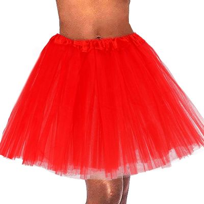 Sinalty Red Layered Tutu Dance Skirt Rave 1920s Ballet Skirts Costume Dress Tutus for Women and Girls