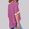2024 Summer Womens Striped Color Block Tops Fashion Y2K Tees Shirts Casual Short Sleeve Crewneck Pullover Blouses view 2