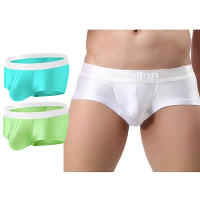 ZONBAILON Sexy Boxers for Men Pack Short Leg Bulge Boxer Briefs Low Rise Ice Silk Trunks Underwear Sparkly Briefs Male Underpants Smooth 2xl xxl
