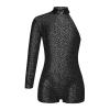 Sinleey Girls Kids Shiny Metallic Gymnastics Leotard Dance Unitards Bodysuit with Shorts Outfits Dancing Tumbling Black 10 Years view 3