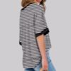 2024 Summer Womens Striped Color Block Tops Fashion Y2K Tees Shirts Casual Short Sleeve Crewneck Pullover Blouses view 2