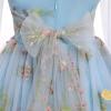 1st Birthday Girl Dress Baby Blue Floral Embroidery Tulle Dress Sleeveless Spaghetti Straps Dress Toddler Wedding Party Princess Dresses Blue 2-3 Years view 4