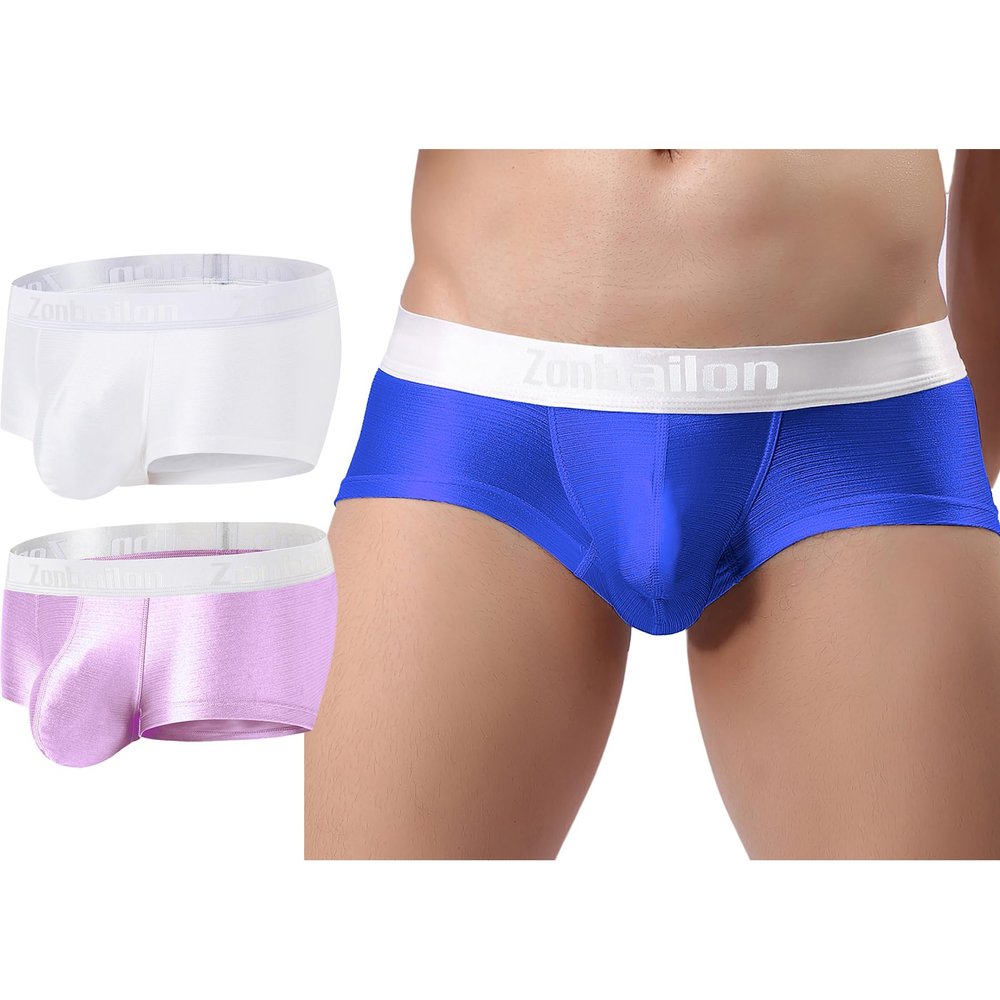 ZONBAILON Men's Sexy Trunks Underwear Pack Short Leg Bulge Enhance Boxers Low Rise Ice Silk Boxer Briefs Smooth Briefs Sparkly Male Thong Underpants 3xl xxxl