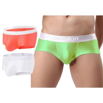 ZONBAILON Mens Sexy Boxers Briefs Pack Short Leg Bulge Boxers Low Rise Trunks Ice Silk Smooth Briefs Underwear Sparkly Male Underpants 3xl xxxl