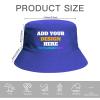 Custom Bucket Hat with Text/Name/Photo,Personalized Fisherman Hat for Women Men Travel Beach Sun Hat (Polyester, Blue) view 2