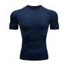HYCOPROT Men's Compression Shirts Short Sleeve Athletic Workout T-Shirt Cool Dry Sports Baselayer Running Undershirts Tops Navy view 1