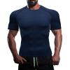 HYCOPROT Men's Compression Shirts Short Sleeve Athletic Workout T-Shirt Cool Dry Sports Baselayer Running Undershirts Tops Navy view 2