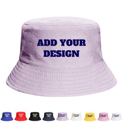 Custom Bucket Hat with Text/Name/Photo,Personalized Fisherman Hat for Women Men Travel Beach Sun Hat (Polyester, Light Purple)