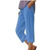 zcgoxvn Linen Capris for Women Trendy Summer Pants Casual Capri Pants with Pocktes Elastic Straight Leg Pants Lounge Trousers, Summer Capri Pants for Women 2024 Casual Work Pants view 1