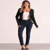 Allegra K Ruffle Cardigan for Women's V Neck Long Sleeve Open Front Sweater Knit Bolero Shrugs Large Black view 3