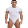 YiZYiF Sissy Men's 70D Oil Lingerie Short Sleeve Bodysuit Dance Gymnastics Leotard Jumpsuit Buttoned White B XX-Large view 1