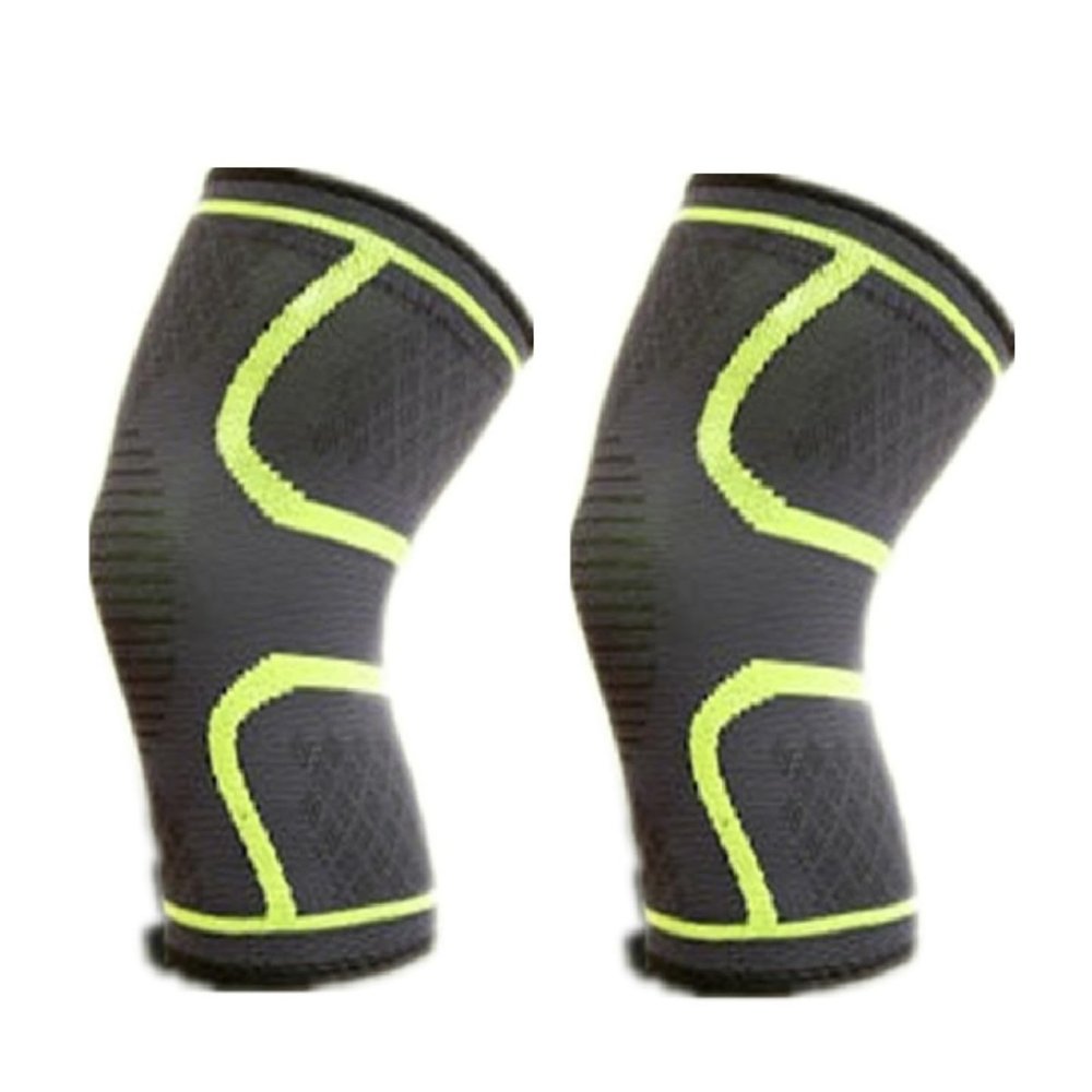Mcolics Compression Knee Brace for Women Men - 2 Pack Knee Compression Sleeve Support for Running Walking Knee Pain Arthritis (Green,Medium)