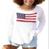 Women American Flag Sweater 4th of July Patriotic Pullover Sweatshirt Knitted USA Independence Day Top(B 66 White,L) view 1