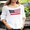Women American Flag Sweater 4th of July Patriotic Pullover Sweatshirt Knitted USA Independence Day Top(B 66 White,L) view 2