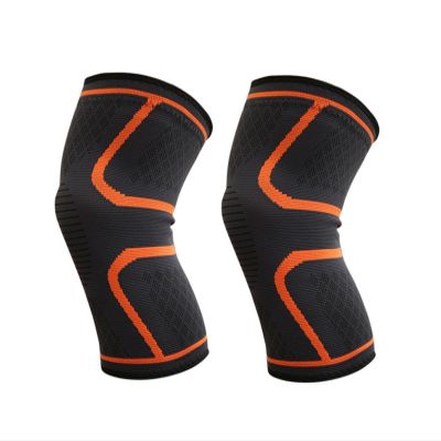 Mcolics Compression Knee Brace for Women Men - 2 Pack Knee Compression Sleeve Support for Running Walking Knee Pain Arthritis (Orange,Medium)