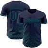 NineFit Basics Custom Baseball Jersey, Printed Stitched Personalized Name Number, Navy and Teal Leopard Baseball Shirt for Men Women Youth view 1