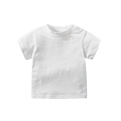 NineFit Basics Toddler Baby Boys Girls Solid Color Short Sleeve T-Shirts Casual Crewneck Tops Tees Shirts Summer Clothes (White, 3-6 Months)