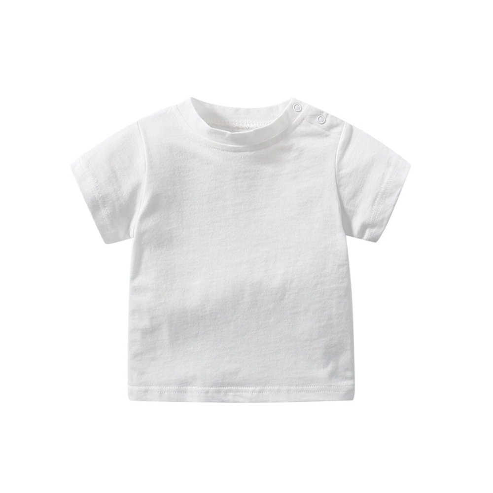 NineFit Basics Toddler Baby Boys Girls Solid Color Short Sleeve T-Shirts Casual Crewneck Tops Tees Shirts Summer Clothes (White, 3-6 Months)
