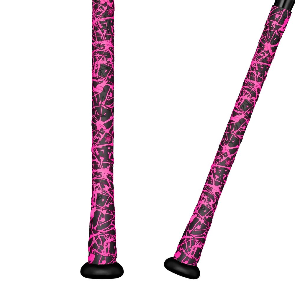 Supacaz Super Sticky Kush Neon Pink Splat Baseball Bat Tape - Softball Bat Wrap - High Performance Pro Big League Bat Grip - 1.1mm