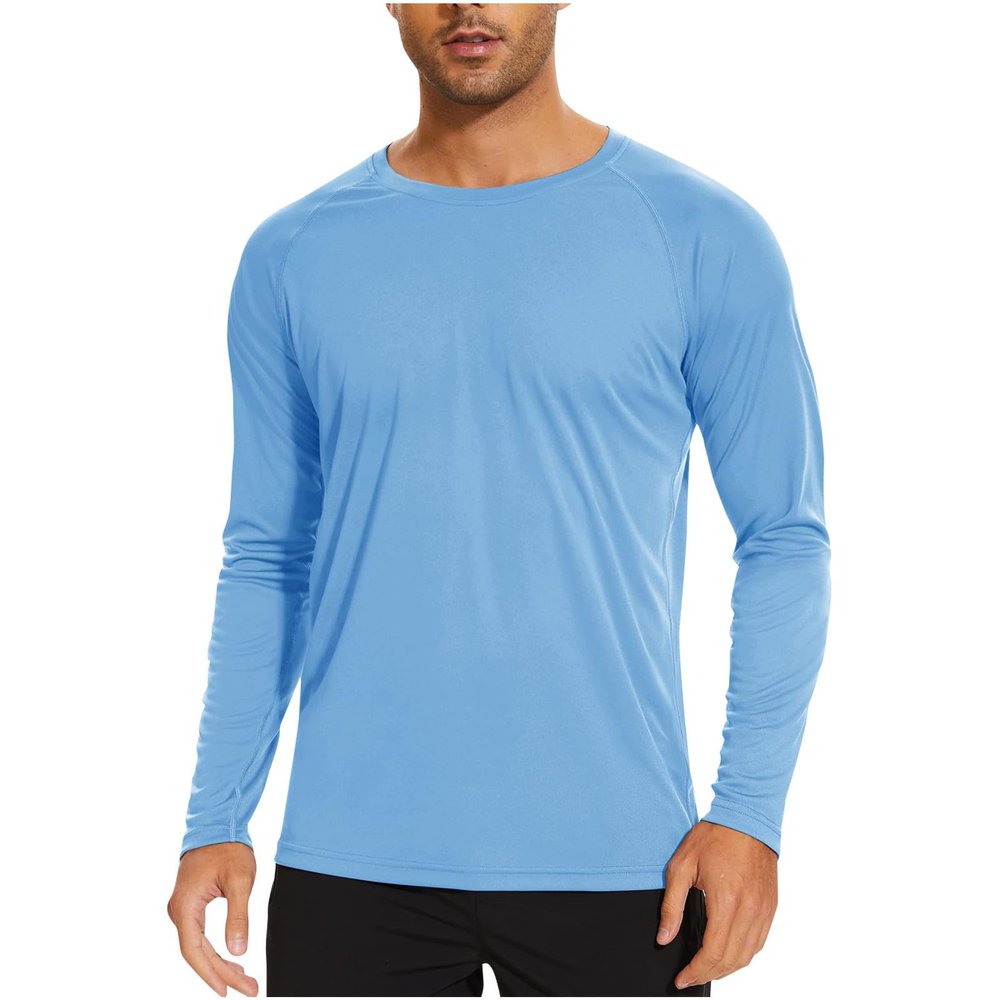 NineFit Basics Men UPF 50+ UV Sun Protection Shirts Long Sleeve Lightweight Rash Guard T-Shirt Outdoor Quick Dry Tee Tops for Hiking Running, Large