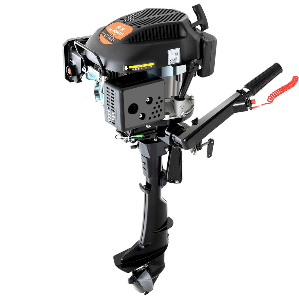6HP Outboard Motor, 4 Stroke Heavy Duty Outboard Motor Boat Engine with Air Cooling System,140CC Heavy Duty Outboard Motor Fishing Boat Engine