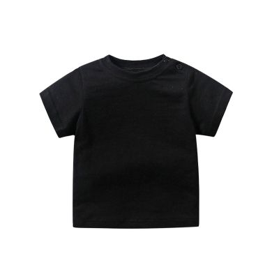 Toddler Baby Boys Girls Solid Color Short Sleeve T-Shirts Casual Crewneck Tops Tees Shirts Summer Clothes (Black, 2-3 Years)