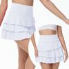 YuKaiChen Women's High Waist Athletic Tennis Golf Skirts Layered Ruffle Pleated Sports Casual with Pockets White L view 2