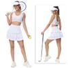 YuKaiChen Women's High Waist Athletic Tennis Golf Skirts Layered Ruffle Pleated Sports Casual with Pockets White L view 3