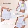 YuKaiChen Women's High Waist Athletic Tennis Golf Skirts Layered Ruffle Pleated Sports Casual with Pockets White L view 4