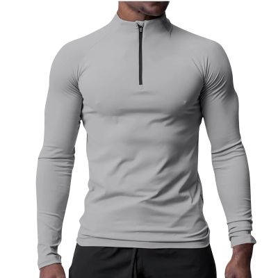 NineFit Basics Men 1/4 Zip Pullover UPF 50+ Sun Protection Long Sleeve Hiking Fishing Outdoor Shirts Quick Dry Rash Guard Performance Tshirt Gray, XX-Large