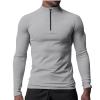 NineFit Basics Men 1/4 Zip Pullover UPF 50+ Sun Protection Long Sleeve Hiking Fishing Outdoor Shirts Quick Dry Rash Guard Performance Tshirt Gray, XX-Large view 1
