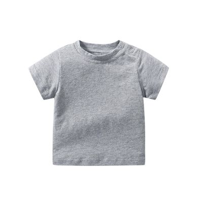 Toddler Baby Boys Girls Solid Color Short Sleeve T-Shirts Casual Crewneck Tops Tees Shirts Summer Clothes (Grey, 2-3 Years)