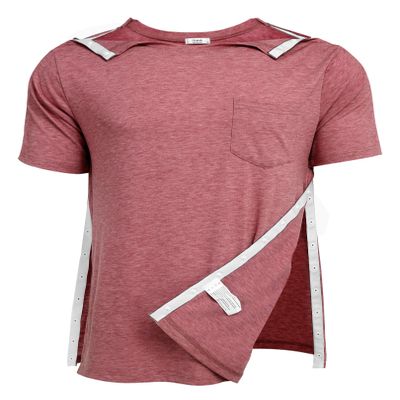 Deyeek Chemo Port Shirts for Men Tear Away Snap Button Dialysis Clothes Broken Arm Surgery Tops Hospital Gowns