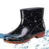 Generic Short Rain Boots for Women, Waterproof Garden Shoes Anti-Slipping Ankle Rainboots Rubber Rain Shoes for Ladies Lightweight Stylish Outdoor Work Booties, 7, Black view 2