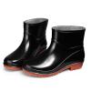 Generic Short Rain Boots for Women, Waterproof Garden Shoes Anti-Slipping Ankle Rainboots Rubber Rain Shoes for Ladies Lightweight Stylish Outdoor Work Booties, 7, Black view 4
