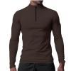 Generic Men 1/4 Zip Pullover UPF 50+ Sun Protection Long Sleeve Hiking Fishing Outdoor Shirts Quick Dry Rash Guard Performance Tshirt Brown, Large view 1