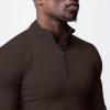 Generic Men 1/4 Zip Pullover UPF 50+ Sun Protection Long Sleeve Hiking Fishing Outdoor Shirts Quick Dry Rash Guard Performance Tshirt Brown, Large view 3