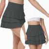 YuKaiChen Women's High Waist Athletic Tennis Golf Skirts Layered Ruffle Pleated Sports Casual with Pockets Grey 2XL view 2