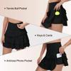 YuKaiChen Women's High Waist Athletic Tennis Golf Skirts Layered Ruffle Pleated Sports Casual with Pockets Black XL view 4
