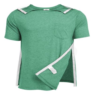 Deyeek Post Surgery Clothing for Men Recovery Tear Away Short Sleeve Full Open Side Snap Adaptive Shirts After Surgery Tops