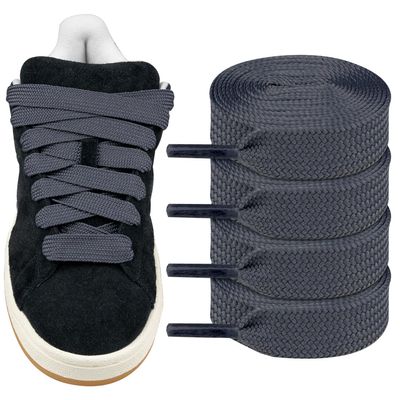 Endoto 2 Pairs Fat Shoelaces for Adidas Campus 00s,16MM Chunky Thick Flat Wide Jumbo Shoe Laces Replacement Laces for Sneaker shoes(Color:Dark Grey,Size:50Inch)