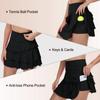 YuKaiChen Women's High Waist Athletic Tennis Golf Skirts Layered Ruffle Pleated Sports Casual with Pockets Black M view 4