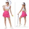 YuKaiChen Women's High Waist Athletic Tennis Golf Skirts Layered Ruffle Pleated Sports Casual with Pockets Rose XL view 3