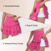 YuKaiChen Women's High Waist Athletic Tennis Golf Skirts Layered Ruffle Pleated Sports Casual with Pockets Rose XL view 4