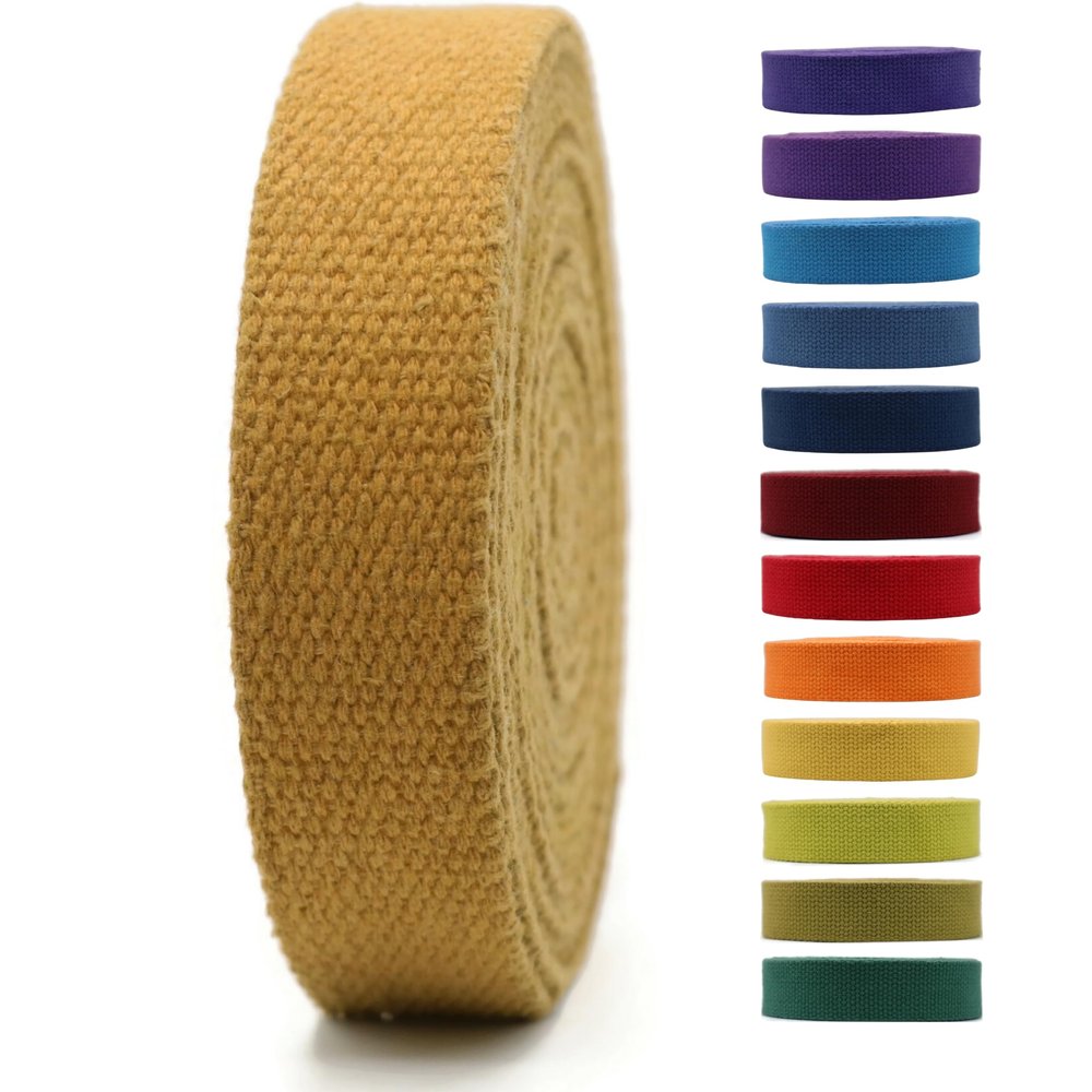 1" & 1.5'' & 2" Cotton Webbing - 5 Yards - 50+ Colors -%100 Natural Cotton - Turkish Woven - Canvas Heavy Duty 1 Inch 1.5 Inch 2 Inch Webbing for Sewing Straps Bag Climbing Indoors Craft DIY 11132