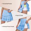 YuKaiChen Women's High Waist Athletic Tennis Golf Skirts Layered Ruffle Pleated Sports Casual with Pockets Blue L view 4