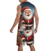 NONHAI Mens Basketball Jerseys Santa Christmas Zoom Uniform Suit Mesh Sports Jersey Outfits T-Shirt and Short Sets Black, 3X-Large view 3
