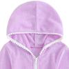 NineFit Basics Kids Toddler Little Girl Swim Cover Up Swimsuit Wraps Zip Up Bathing Suit Towel Robe Pool Beach (Purple, 5-6 Years) view 3